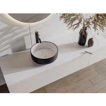 Vasque À Poser Ronde En Céramique - Bicolore Noir Et Blanc - 36 Cm - Kanelle Ii - Bricoman