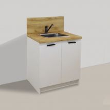 Pack Complet Kitchenette Blanche 80cm Avec Evier Et Mitigeur - Tecnomat