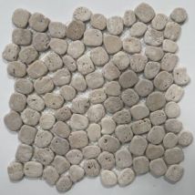 Albedo Pierre - Mosaïque En Travertin Blanc Ivoire Vieilli "galet" 1x3 - 0,8 Mm - Bricoman