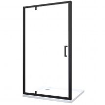 Porte De Douche À Ouverture Battante Roto-translante Avec Pivots Asymétriques, Cadre Noir Mat Réversible Cm 96-99 H 200 - Bricoman