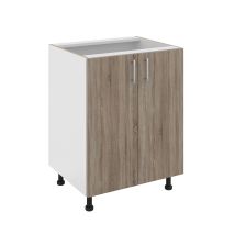 Meuble Bas Haaus Karo, 2 Portes, Chêne Sonoma Foncé/blanc, 60 X 50 X 80 Cm - Tecnomat
