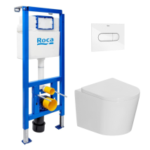Pack Wc Bâti-support + Wc Suspendu Sans Bride Ceramia Avec Abattant Softclose + Plaque (roce14wt01-fr) - Tecnomat