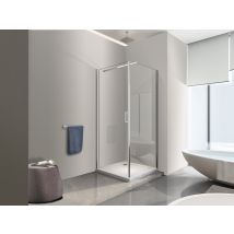 Nala Douche De 8 Mm Avec Porte À Battant Et Paroi Fixe Laterale H.200 (receveur Non Inclu)– 82-84 Porte X 68,5-70,5 Fixe - Tecnomat