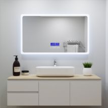 Ocean Miroir De Salle De Bain Anti-buée Avec Bluetooth, Miroir Lumière Réglable Avec Éclairage Intégré 70x50cm - Bricoman