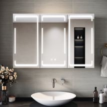 Armoire De Toilette - Sirhona - Led Miroir Avec Armoire De Rangement, Anti-buée Localisé Et Commande Tactile 90x60cm - Bricoman