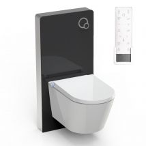 Bernstein - Toilettes Japonais Céramique, Wc Lavant Japonais Avec Module Noir (100,4x48,3x10,8cm) + Télécommande - Wc 38,4x59,3x38cm - Pro+ 1102 - 