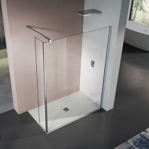 Grand Verre Paroi De Douche Italienne 60x200 Avec Retour Pivotant 30cm Et Barre De Fixation 90cm En Alu Chromé - Bricoman