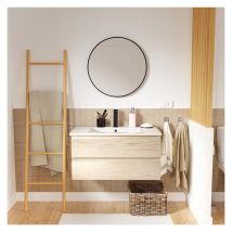 Meuble Simple Vasque 80cm Décor Chêne Sorrento +vasque +robinet Noir +miroir - Bricoman