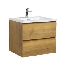 Meuble De Salle De Bain Angela 60 Cm Lavabo Chene – Armoire De Rangement Meuble Lavabo - Bricoman