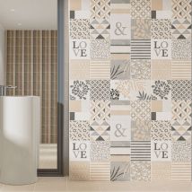 Carrelage Mural Décoratif Mat Ceragni Love | Decor Beige 20x20 (carton Avec 25 Unités = 1 M2) - Bricoman