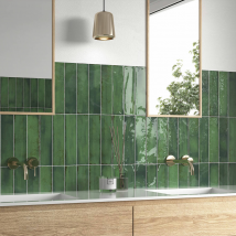 Carrelage Mural Premium Zenya Green. Vert Brillant 7,5x30cm - Bricoman