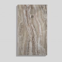 Receveur De Douche Travertin Brun , Finition Lisse Stone 3d, Grille De Couleur - 160 X 90 Cm - Bricoman