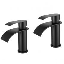 2pcs Cecipa Max Mitigeur De Lavabo Acier Inoxydable Robinet De Lavabo Noir Mitigeur En Cascade Mitigeur De Lavabo Et Vasque Rond - Bricoman
