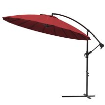 Parasol Déporté Inclinable 3m Avec Housse De Protection Rouge - 18 Baleines - Hauteur Ajustable, Inclinaison Réglable, Rotatif 360° - Vounot - 