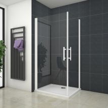 Cabine De Douche Battante Profilé Blanc, Océan Cabine De Douche Rectangulaire 100x70x185cm En Verre Securit - Bricoman