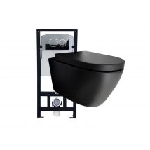Bernstein - Pack Wc Complet 43 : Wc B-8030r En Noir Mat Et Siège À Fermeture Douce Avec Bâti-support G3004a + Plaque 4111 Satin - Bricoman