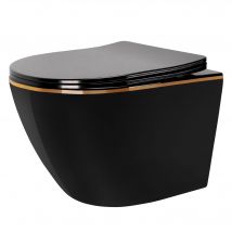 Cuvette Wc Suspendue Rea Carlo Mini Tornado Black Gold Edge - Bricoman