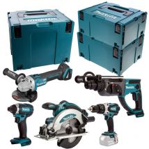Combopack 5 Outils 18v (4x5,0 Ah) Dhr202 + Dga504 + Dss610 + Dtd152 + Dhp458 - Makita Dlx5039ptj - Bricoman