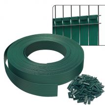Kit De Lamelles Occultantes Pvc Brise Vue 75m X 4.7cm Avec 150 Clips Vert Vounot - Bricoman