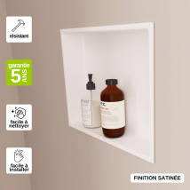 Niche De Douche 30x30cm - Rangement Mural De Salle De Bain - Blanc Satiné - Nook - Bricoman