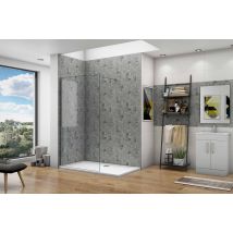 Paroi De Douche Fixe À L'Italienne Verre Trempé Clair Ep.8mm - 70cm H.200cm - Chromé - Barre Fixe 90cm Incluse - Bricoman