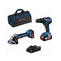 Pack Bosch Perceuse - Visseuse Sans Fil Gsb 18v-55 + Meuleuse Gws 18v-7 + 2 Batteries 4.0ah 18v + Chargeur + Sac À Outils - Bricoman