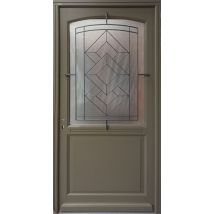 Porte D'Entree Bois Vitree, Elsie, Vert Ral7002, H,215xl,90 P, Droit Cote Tableau - Bricoman