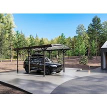 Carport Pergola Simple Autoportant En Aluminium - 1 Voiture - 15,15 M² - Gris Anthracite - Baresa - Bricoman