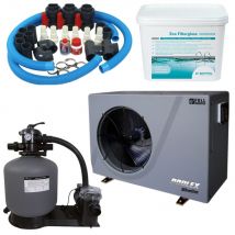 Pack Pompe À Chaleur Piscine Poolex Silverline Fi 70 + By Pass Universel + Pompe De Filtration + Filtre À Sable + Verre Filtrant - Bricoman