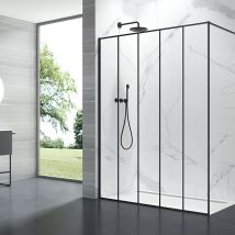 Paroi De Douche Verrière 5 Panneaux Largeur 150 Cm Hauteur 2,00m Profilé Noir Verre Clair Clean - Bricoman