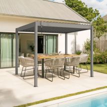 Pergola Bioclimatique Autoportée Piana 3x2m Aluminium Taupe - Lames Orientables - Bricoman