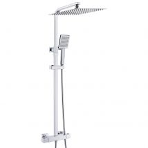 Auralum Max Colonne De Douche Avec Mitigeur Thermostatique, Douche Pluie 30x 30cm Avec Robinet/douchette/support,/flexible De Douche, Chromé - 