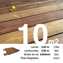 Kit Terrasse Bois Exotique Cumaru Pour 10 M² • Lames 4,55 M, Lambourdes 3,65 M Et Visserie Inox • Livraison Gratuite - Bricoman