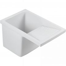 Évier Buanderie Vidoir Bac À Laver Céramique Traditionnelle Sanindusa Riba 40 Blanc - Bricoman