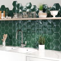 Carrelage Sol/mur Hexagonal. Grès Cérame Brillant Premium. Arte Green 14x16cm - Bricoman