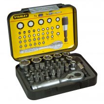 Stanley Coffret D'Embouts De Vissage 1/4'' 25mm + Clé À Cliquet - Jeu De 39 Pièces - Bricoman