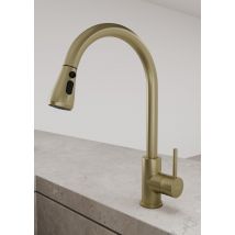 Robinet Mitigeur De Cuisine & Douchette Extractible - Doré Brossé - Bricoman