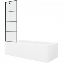 Mexen Vega Baignoire Rectangulaire 180 X 80 Cm Avec Cache Et Paravent 1 Volet 60 Cm, Motif Noir - 550118080x9506007077 - Bricoman
