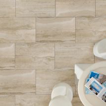 Dalle Sol Extérieur Grès Cérame Premium Effet Travertin Beige Latina L.60 X L.90 Cm - Ro'ma Nature - Bricoman