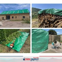 Bâche De Protection 8x12 M - Tecplast - Hq250mu - Verte Et Marron - Haute Performance - Bâche Étanche - Résistance Anti-uv - Bricoman