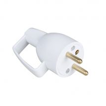 Prise 2p+t 16a Mâle Coiffe Annelé Droite Plastique Blanc - Bricoman