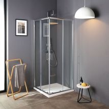 Paroi De Douche Coulissante En Cristal 75x75 Avec Angle | Luna - Bricoman
