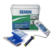 Enduit Garnissant Semin Pour La Rénovation Des Supports Très Endommagés - Intérieur - Seau De 10 Kg, Un Rouleau - 23 Cm, Une Lame Lisser - 15 Cm - 