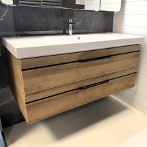 Meuble De Salle De Bain + Colonne + Armoire De Toilette Avec Led + Porte-serviettes Carat Ligne 212 Azurlign - Bricoman