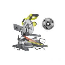 Pack Ryobi Scie À Coupe D'Onglets Radiale Électrique Ems216l - 1500w - 216mm - Lame Carbure - Sb216k16t48a1 - Bricoman