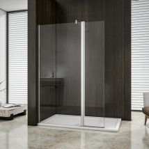 Aica Paroi De Douche Pivotante 50x200cm+40x200cm Paroi À L'Italienne Avec Un Retour - Bricoman