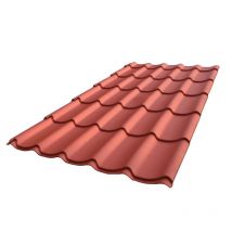 Plaque Acier Galvanisé Laqué Mat Aspect Tuile L 1,95m / L 1,04m - Brun Rouge Mat - Bricoman
