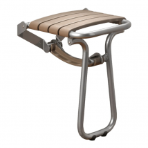 Siège De Douche Pmr Pellet Essentiel Confort Escamotable Avec Pied Aluminium Époxy Gris Lattes Taupe - Bricoman