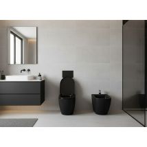 Paire De Sanitaires Bent Rimless – Cuvette + Bidet Mural Au Sol Noir Mat – Sans Bride, Abattant Soft-close - Bricoman
