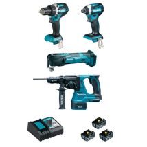 Ensemble De 4 Machines 18v Li-ion Makita Dlx4109tj 5 Ah (ddf484 + Dtd154 + Dhr243 + Dtm51) - Bricoman